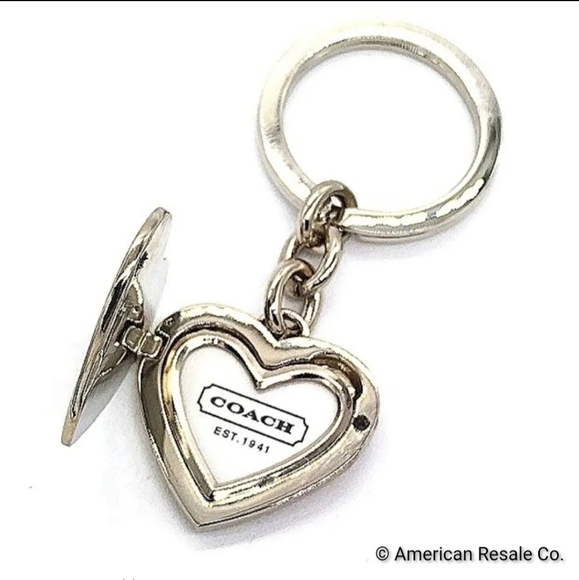 COACH Vintage Rare Red Silver Heart Locket Purse Charm #1657 - Picture 5 of 6